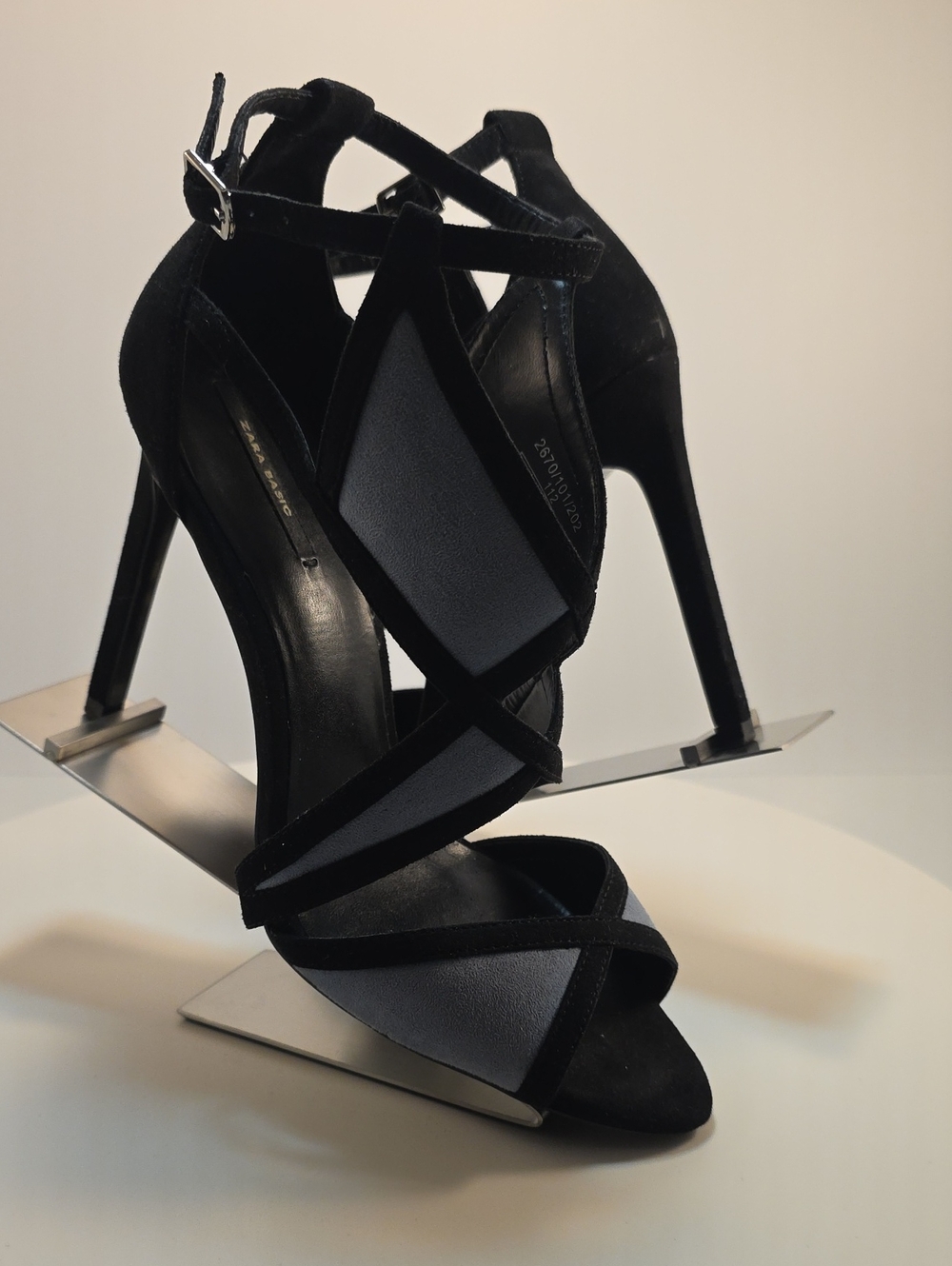 Zara Black Suede Strappy Stiletto Heels